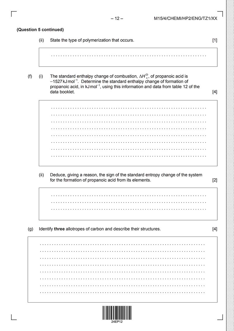IB化学HL真题及答案和讲解-试卷Paper 2
