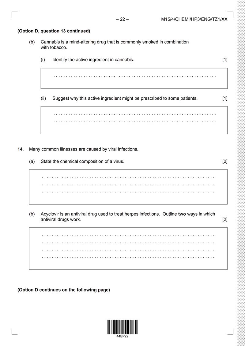 IB化学HL真题及答案和讲解-试卷Paper 3