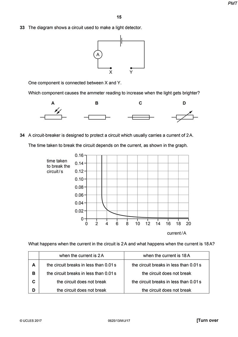 IGCSE物理真题及答案和讲解-试卷Paper 1