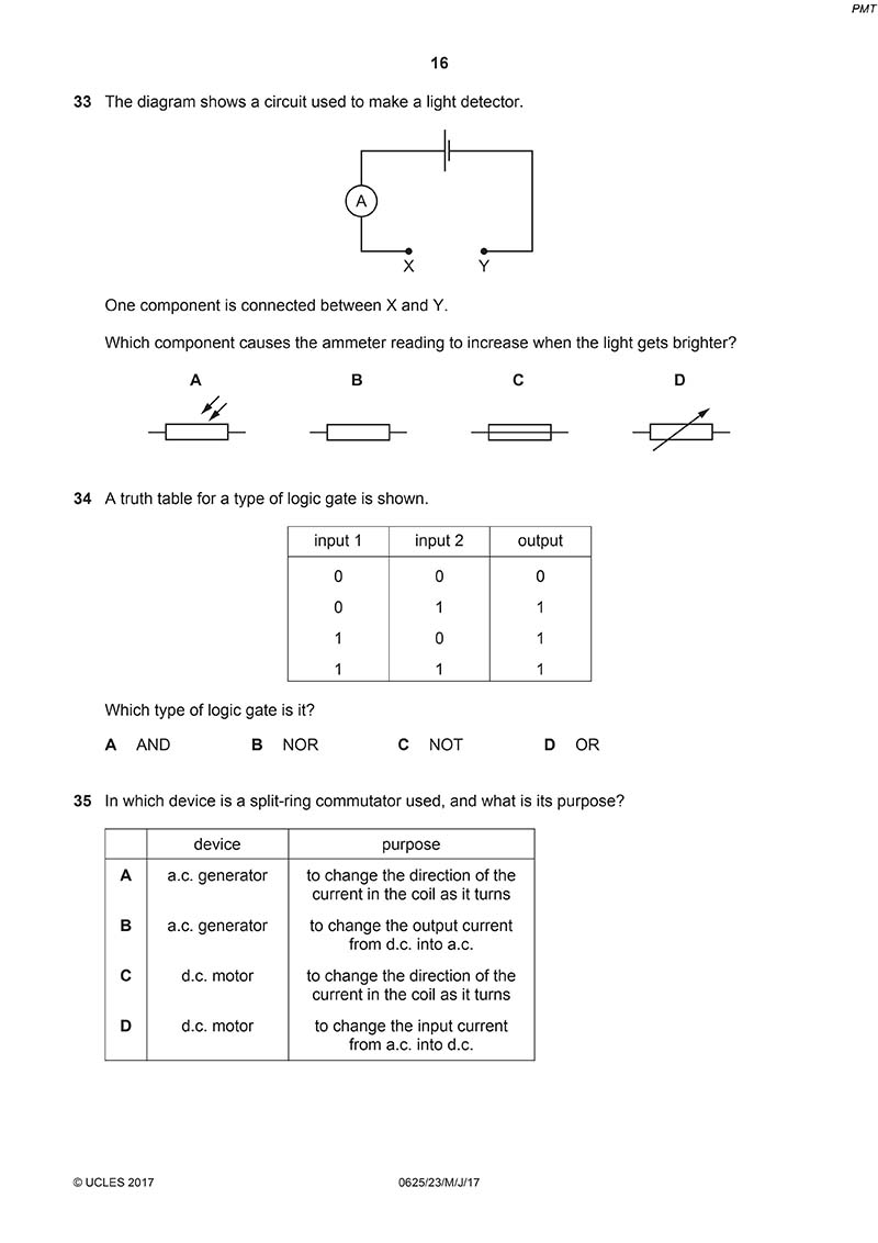 IGCSE物理真题及答案和讲解-试卷Paper 2