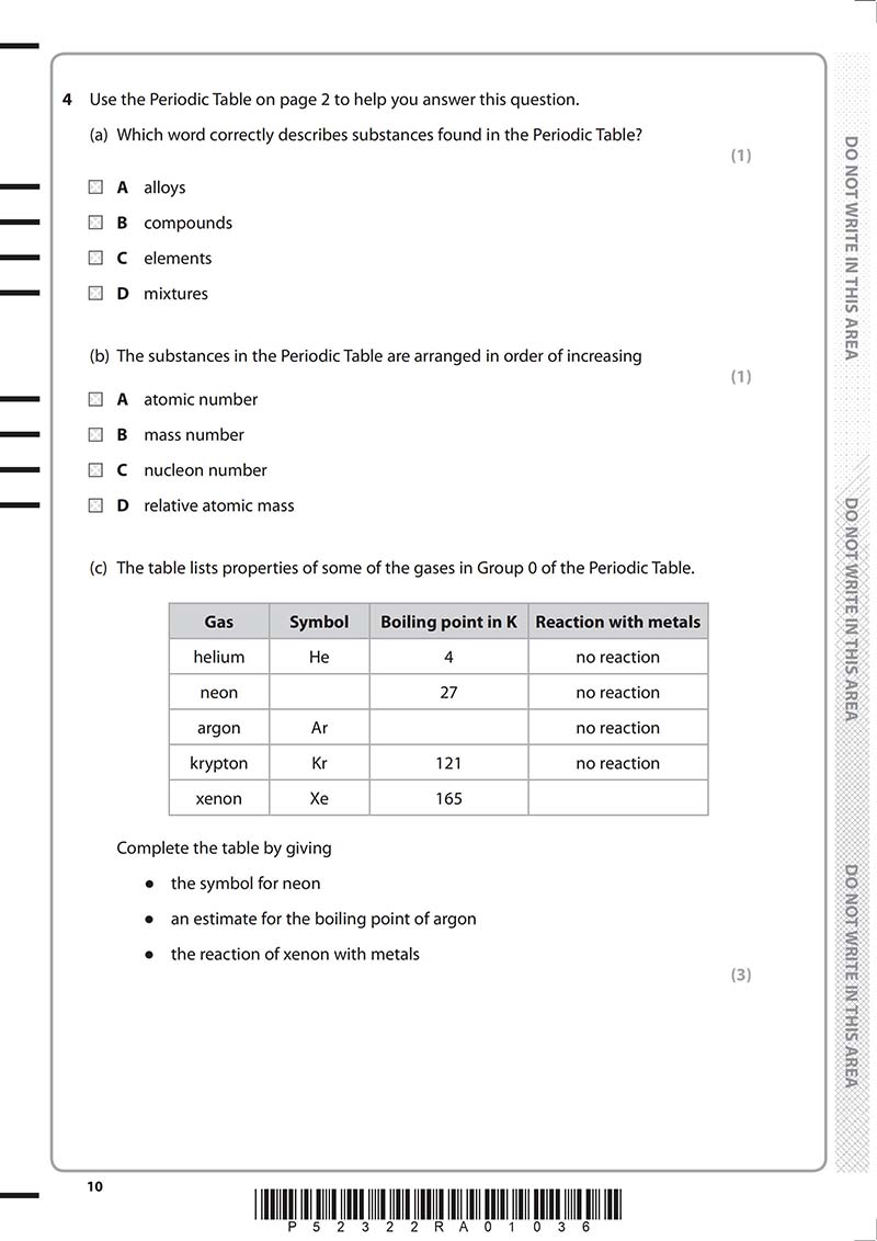 GCSE化学真题及答案和讲解-试卷Paper 1