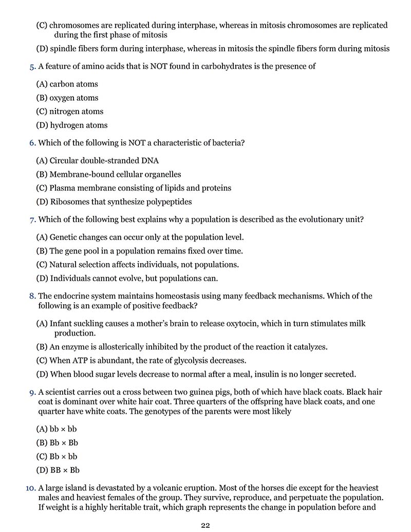 AP生物真题及答案和讲解-试卷Paper 1