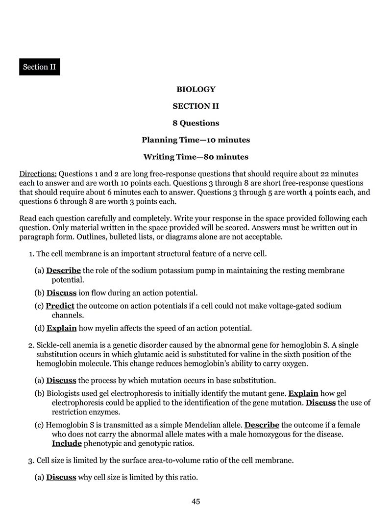 AP生物真题及答案和讲解-试卷Paper 1