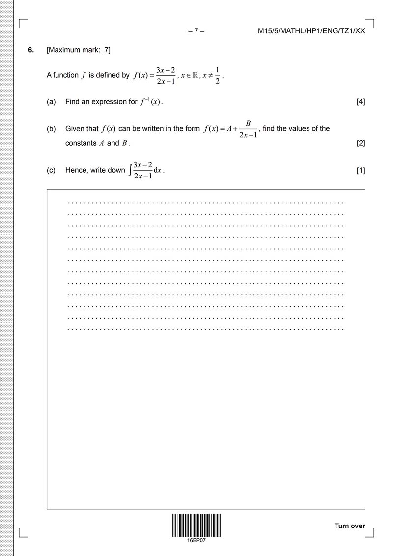 IB数学HL真题及答案和讲解-试卷Paper 1