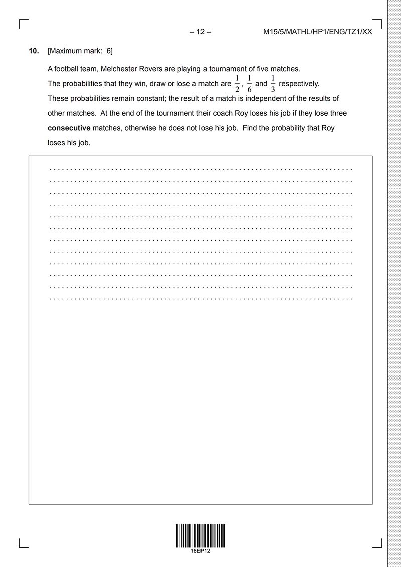 IB数学HL真题及答案和讲解-试卷Paper 1
