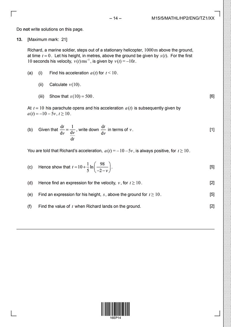 IB数学HL真题及答案和讲解-试卷Paper 2